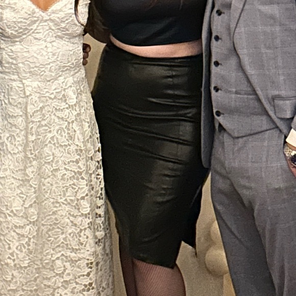 Do+Be black pencil leather like midi skirt - Picture 7 of 9